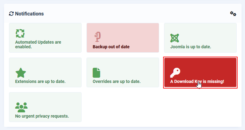 A Download Key is missing!の警告