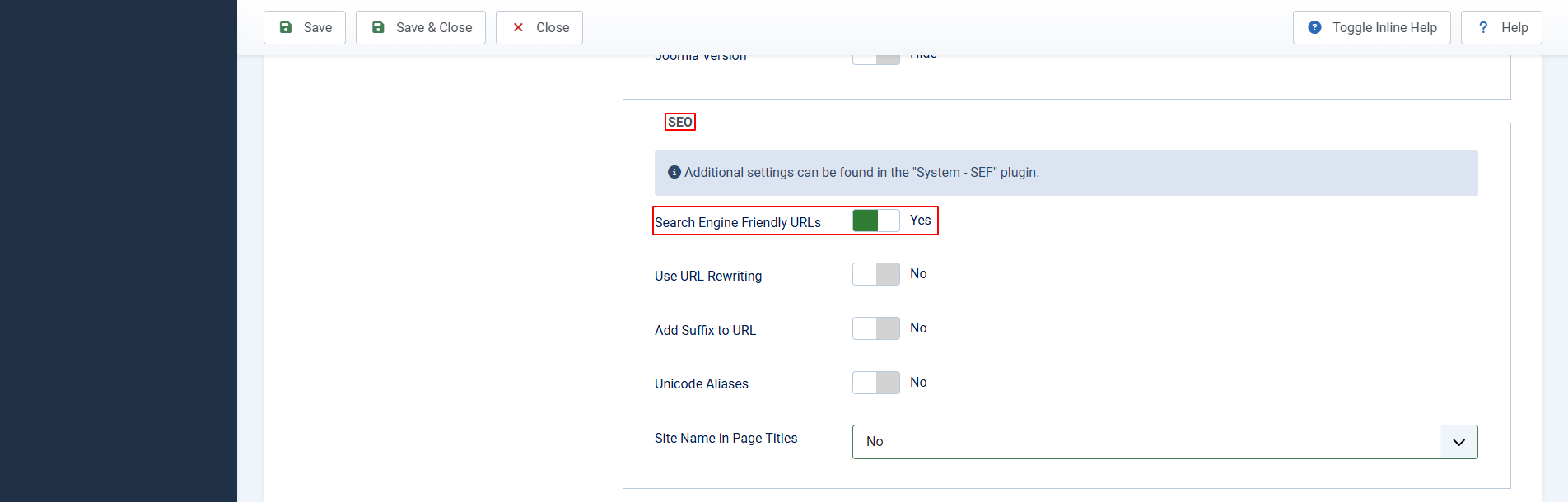 Search Engine Friendly Urls: Yesを確認 Search Engine Friendly Urls: Yesを確認