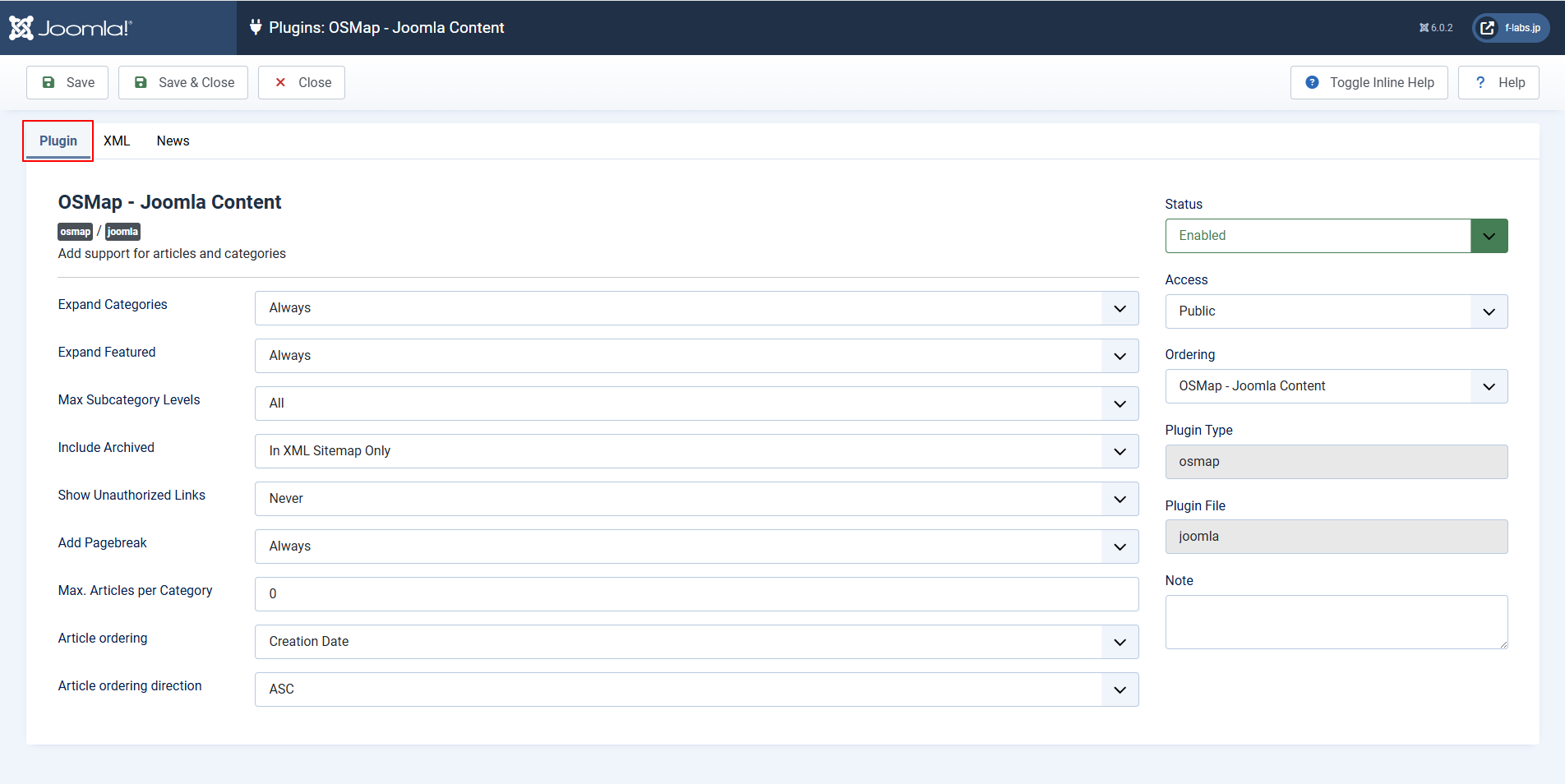 Plugin tab Plugin tab