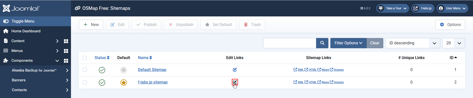 Edit Linksをクリック Edit Linksをクリック