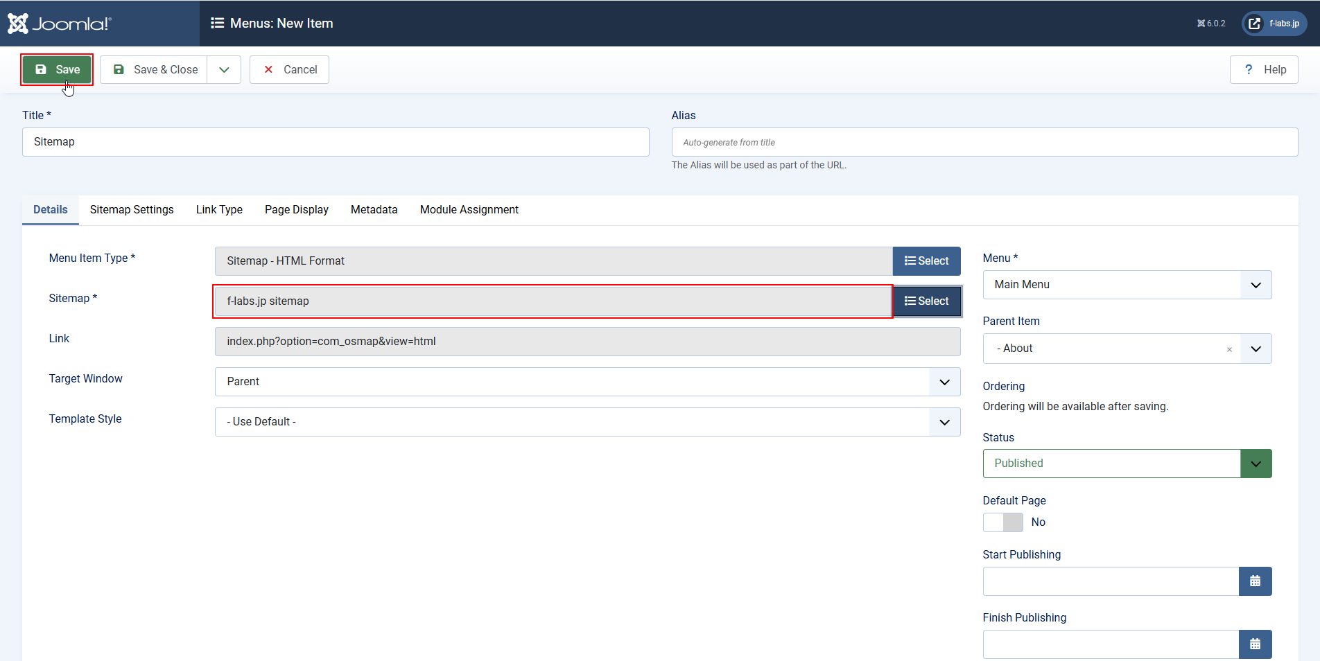 Saveをクリック Saveをクリック
