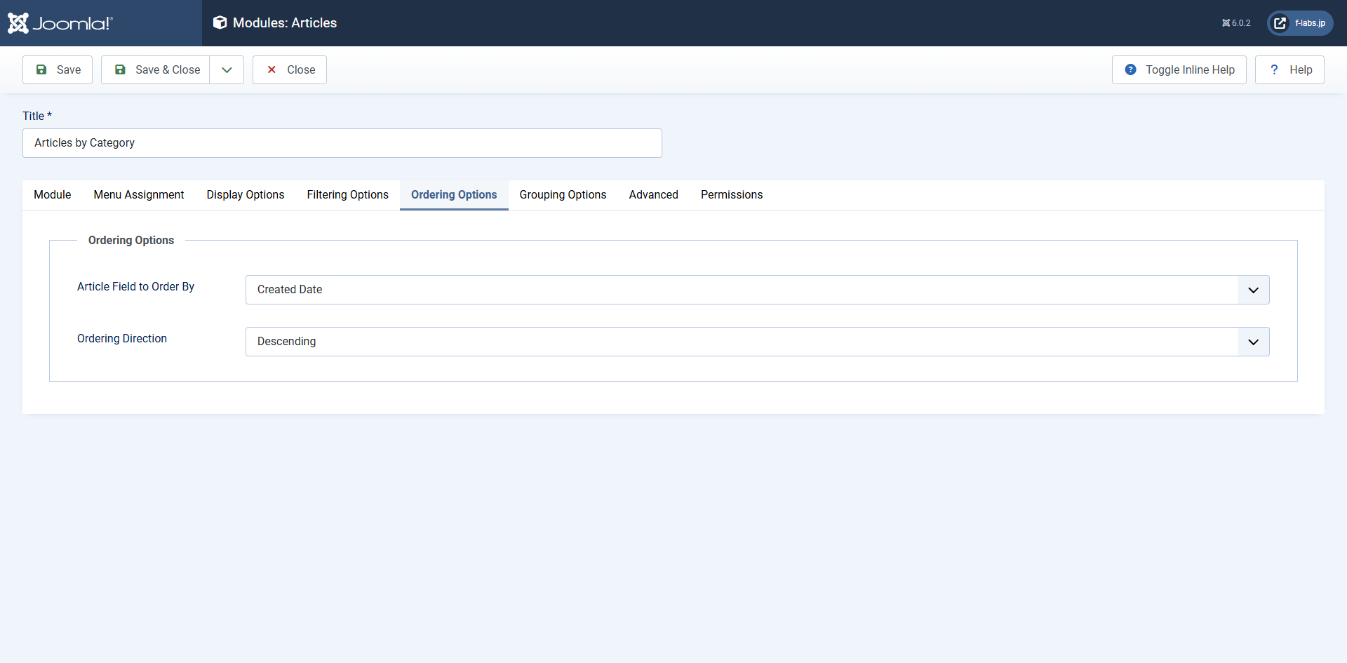 Module: Articles > Ordering Options Module: Articles > Ordering Options
