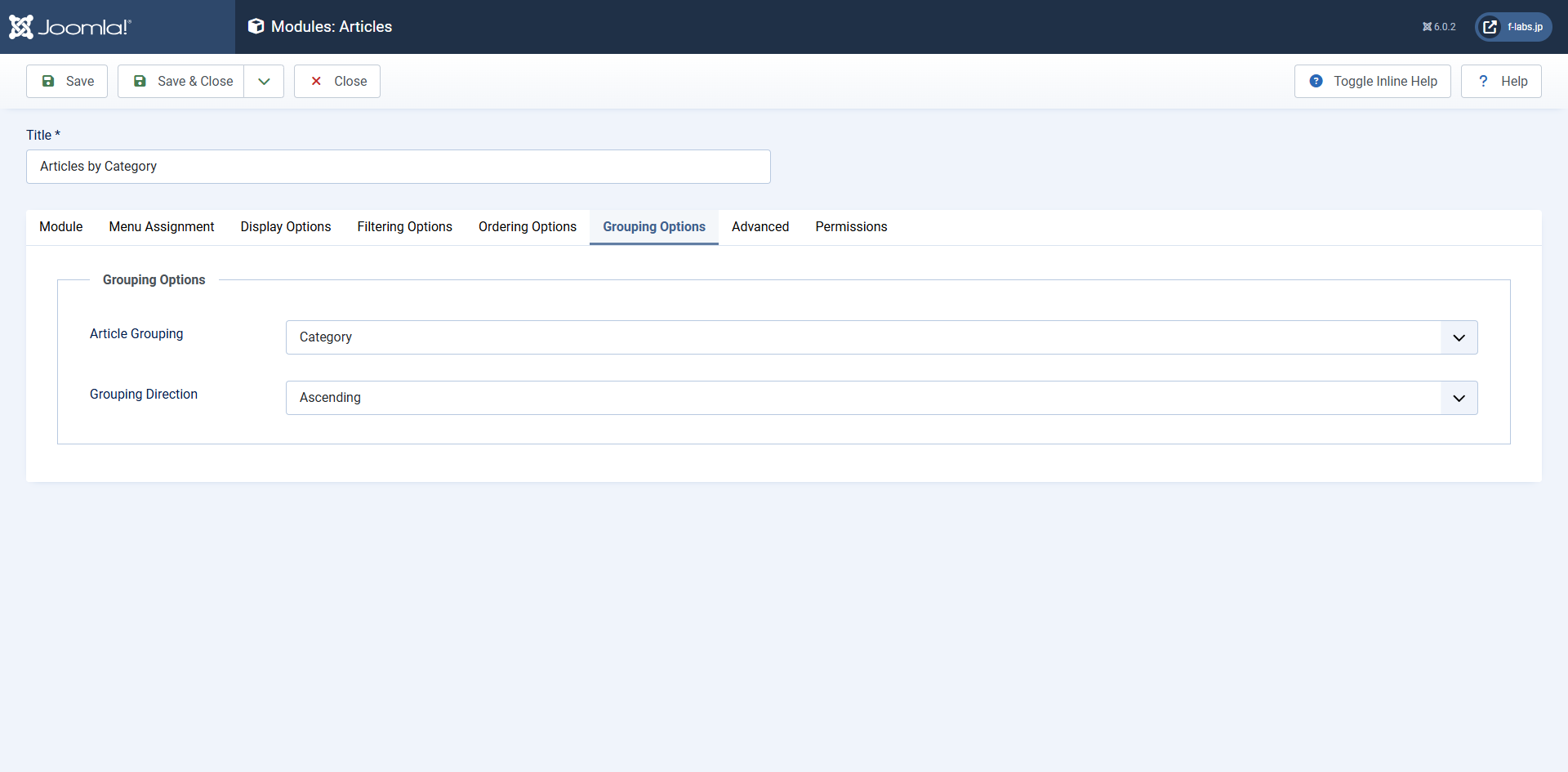 Module: Articles > Grouping Options Module: Articles > Grouping Options